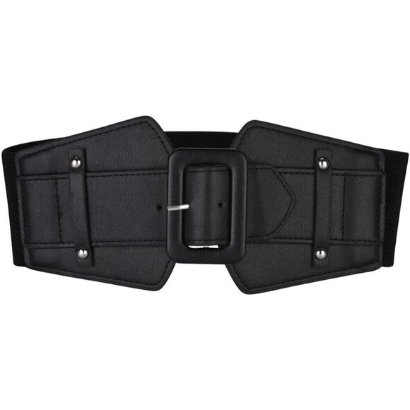 Women\'s Wide Leather Waist Belt Elastic Stretch Retro Buckle for Jeans Dresses main image 4
